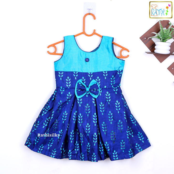Blue & Aqua Brocade Frock