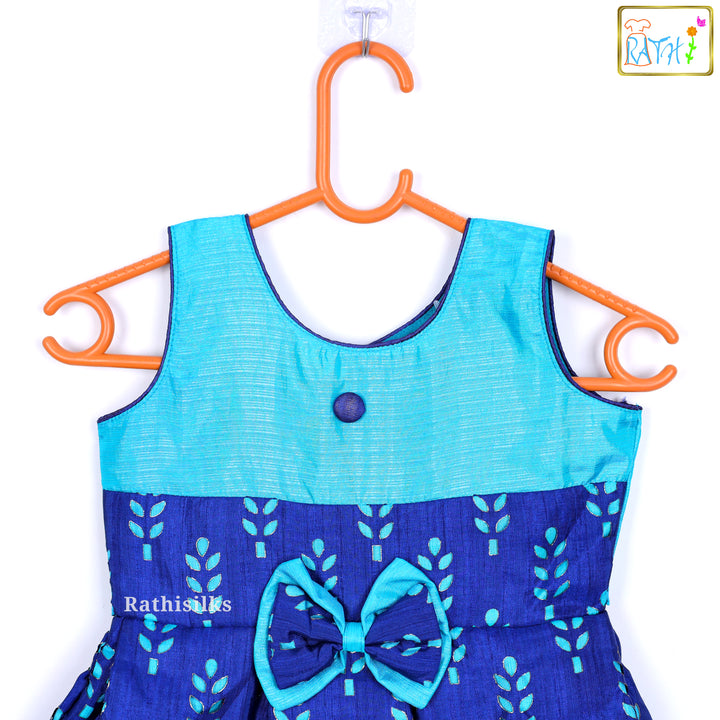 Blue & Aqua Brocade Frock
