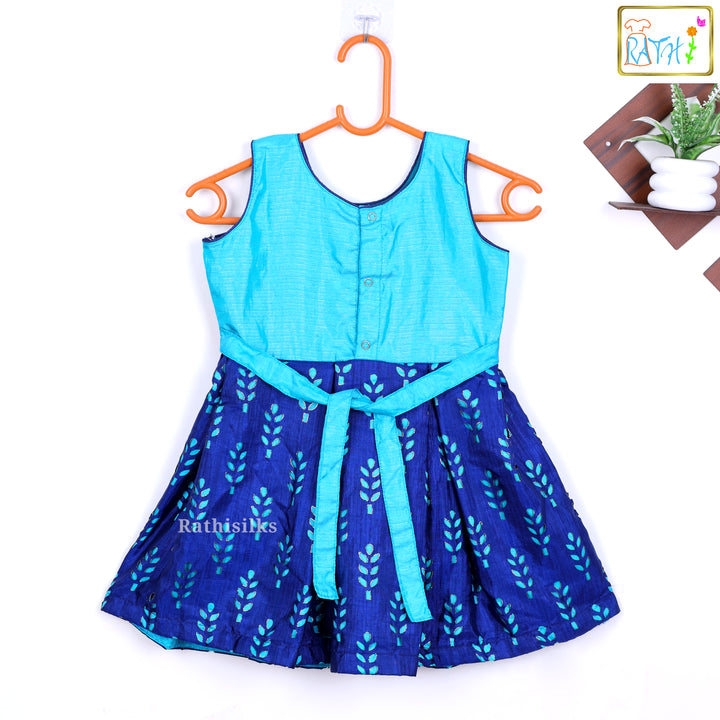 Blue & Aqua Brocade Frock