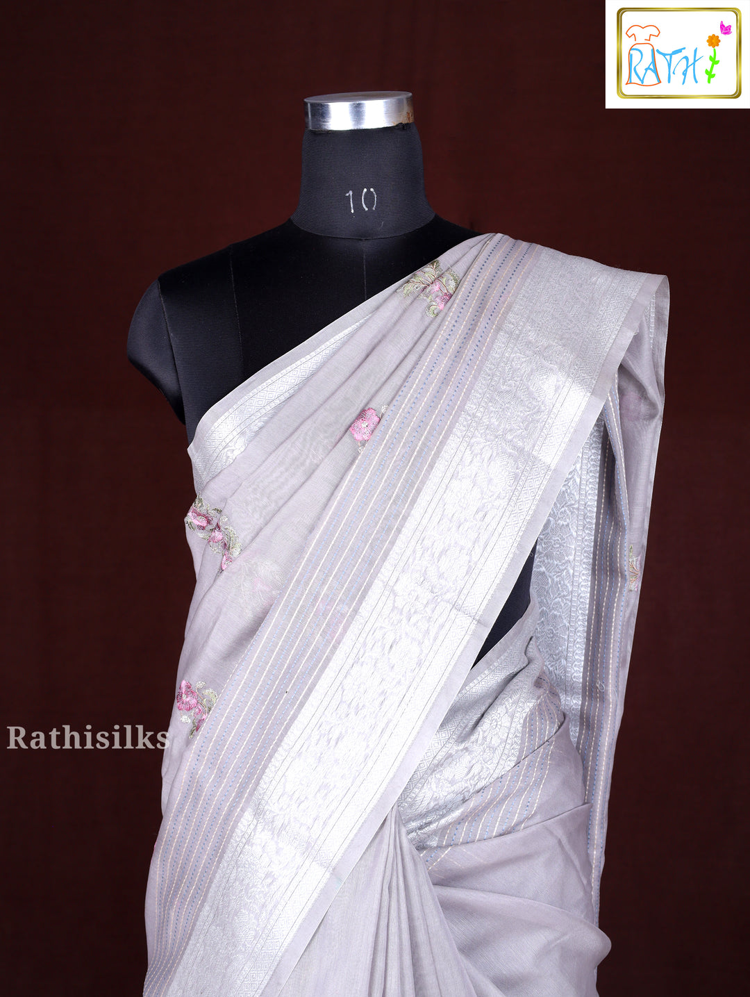 Elegant Grey Synthetic Saree
