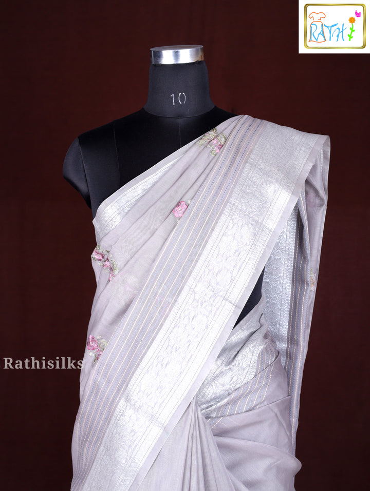 Elegant Grey Synthetic Saree