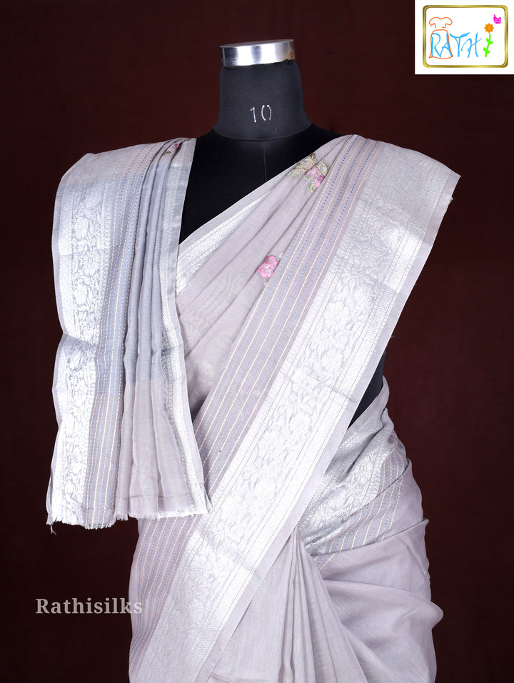 Elegant Grey Synthetic Saree