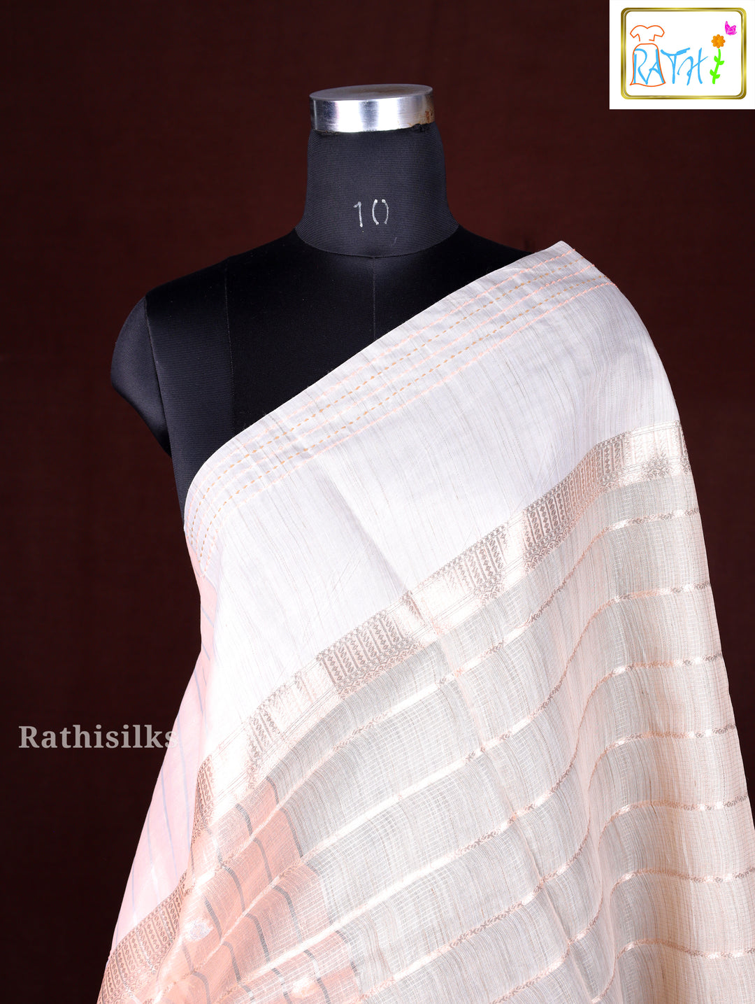 Elegant Peach Synthetic Saree
