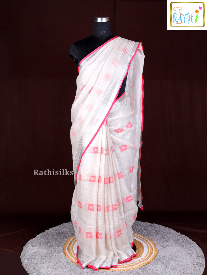 Elegant White Synthetic Saree