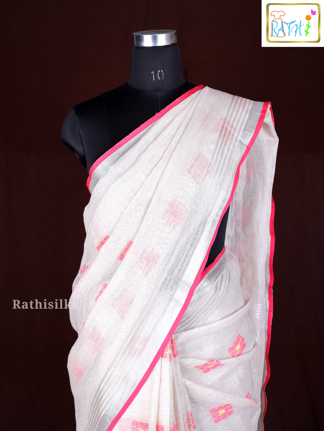 Elegant White Synthetic Saree