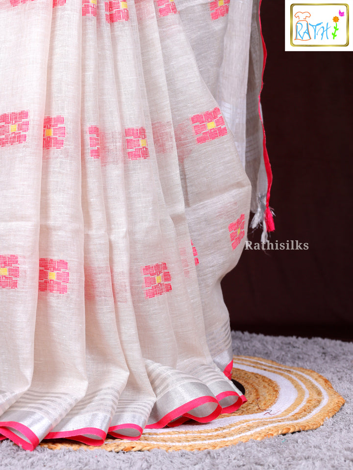 Elegant White Synthetic Saree