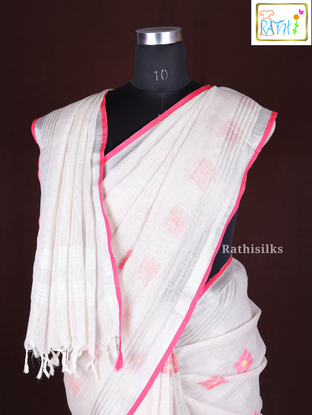 Elegant White Synthetic Saree