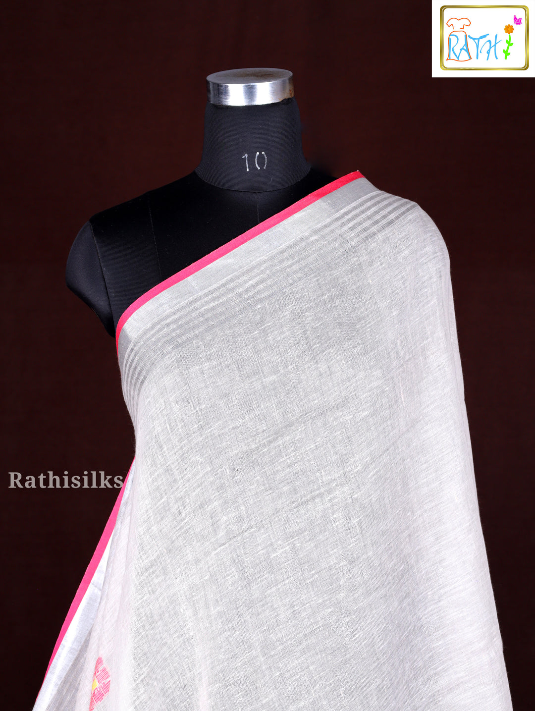 Elegant White Synthetic Saree