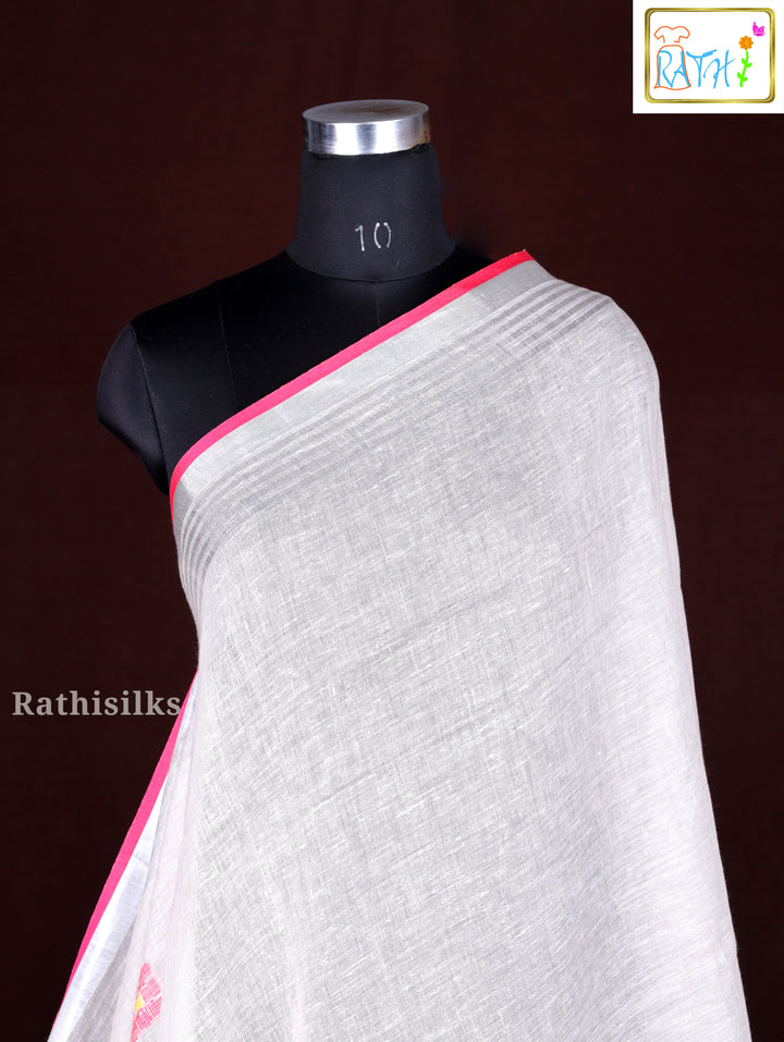 Elegant White Synthetic Saree