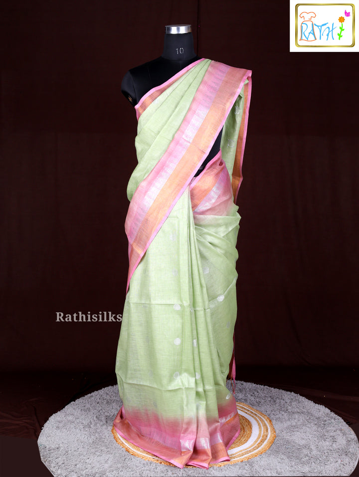 Elegant Mint Green Synthetic Saree