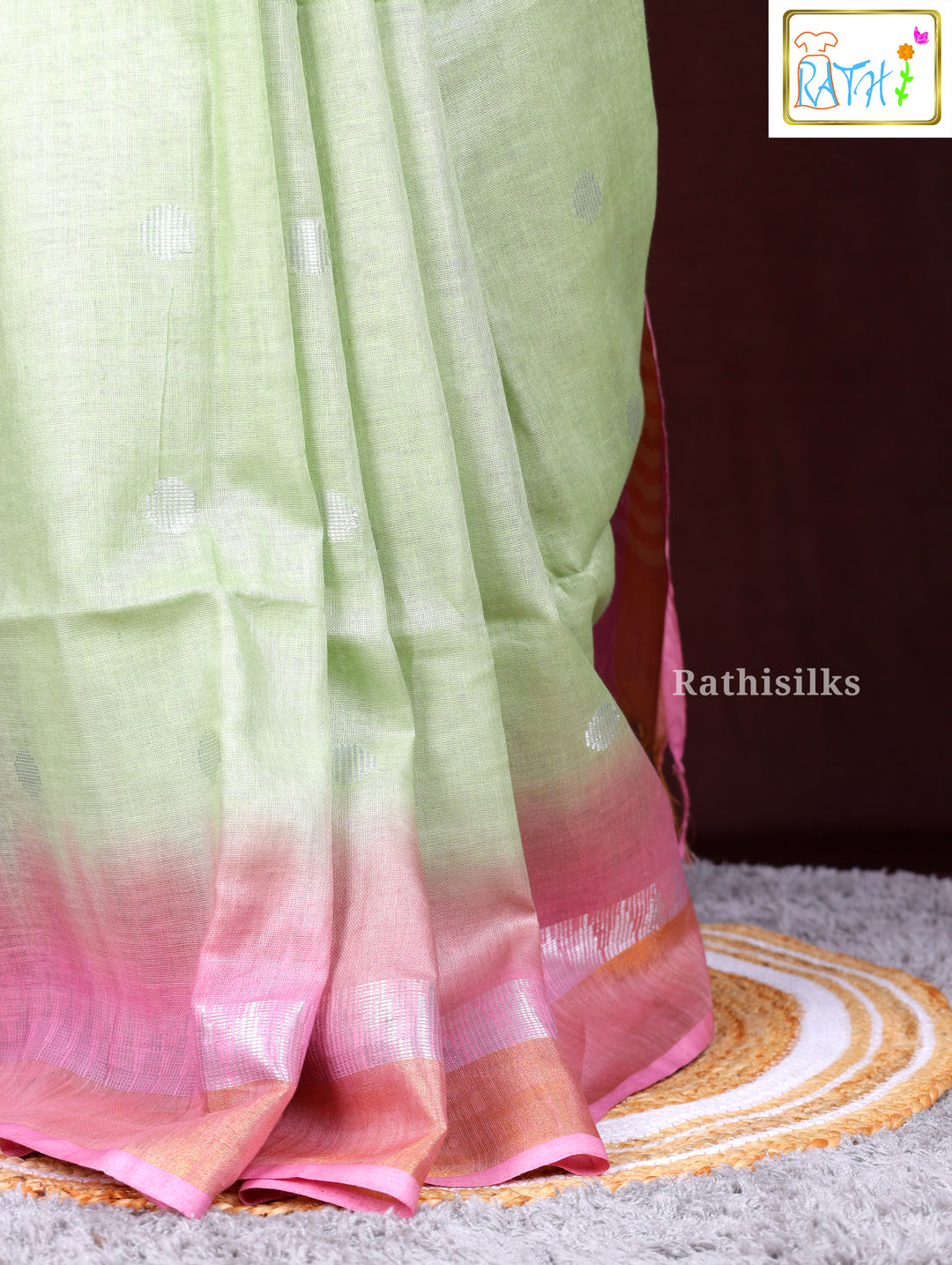 Elegant Mint Green Synthetic Saree