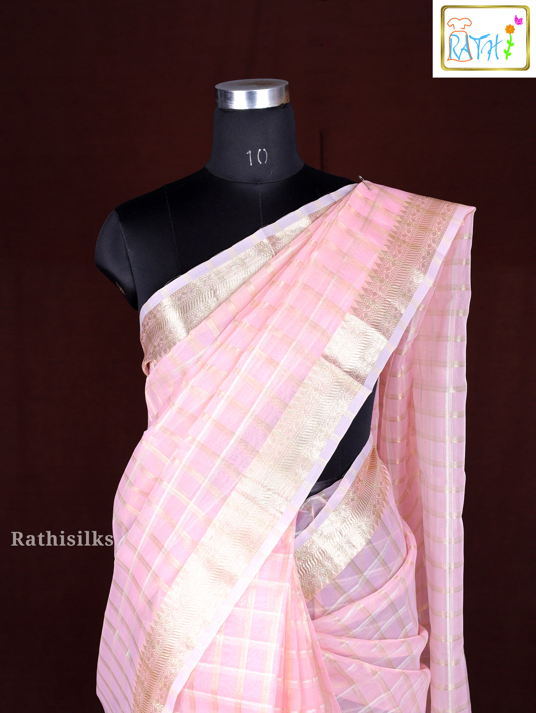 Elegant Light Pink Synthetic Saree