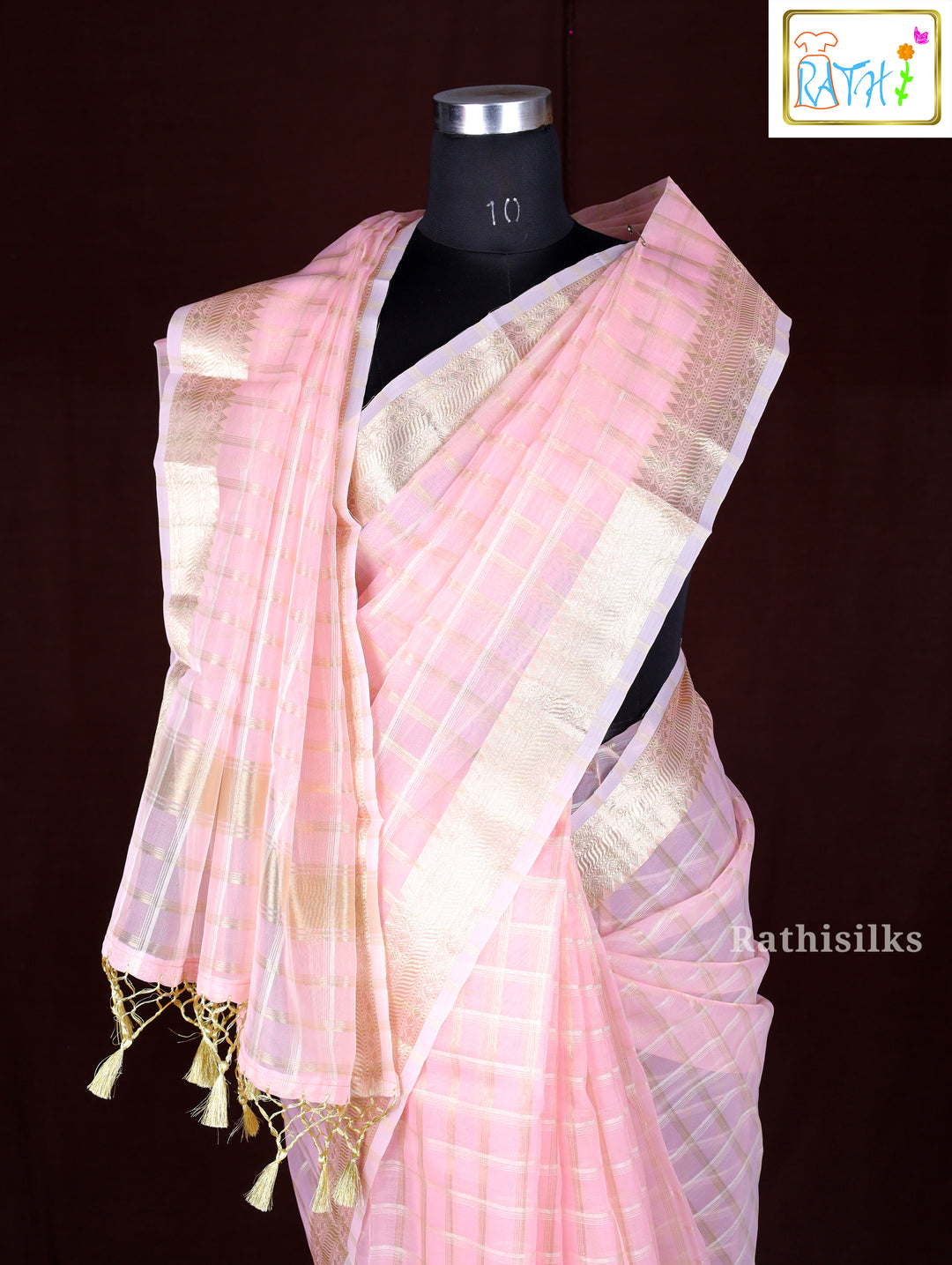 Elegant Light Pink Synthetic Saree