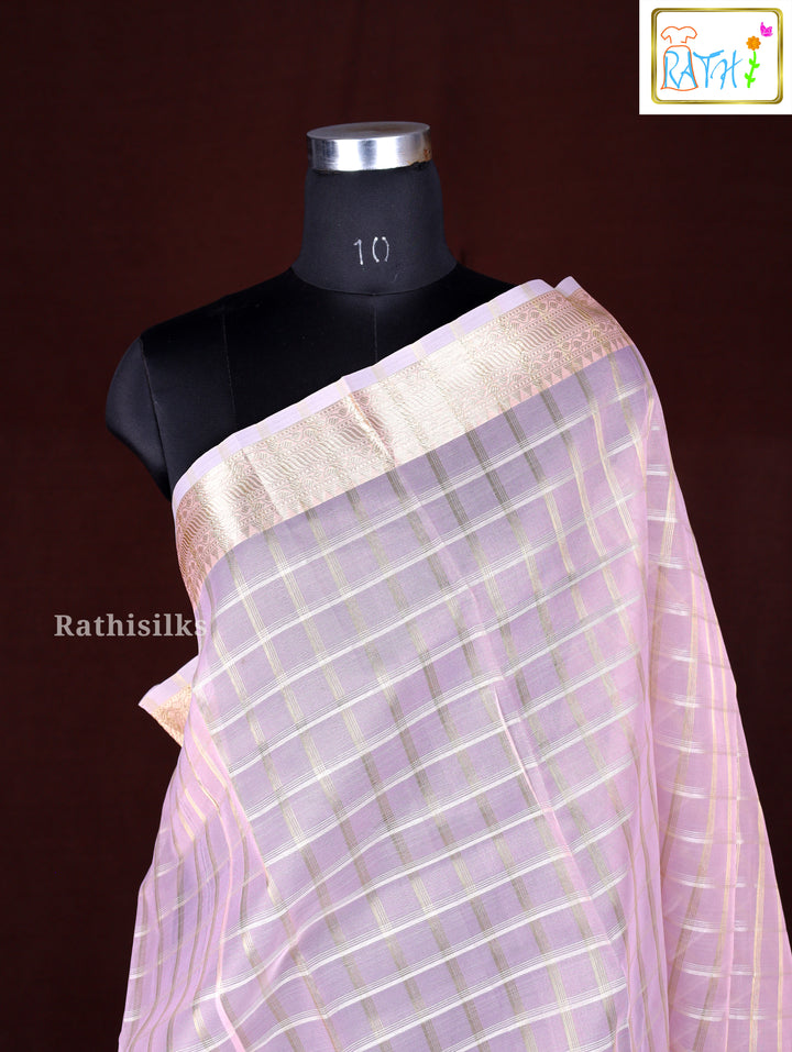 Elegant Light Pink Synthetic Saree
