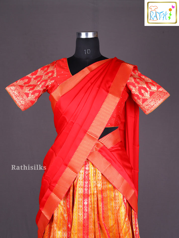 Red & Gold Half Saree