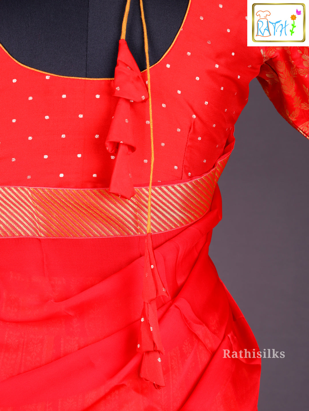 Red & Gold Half Saree