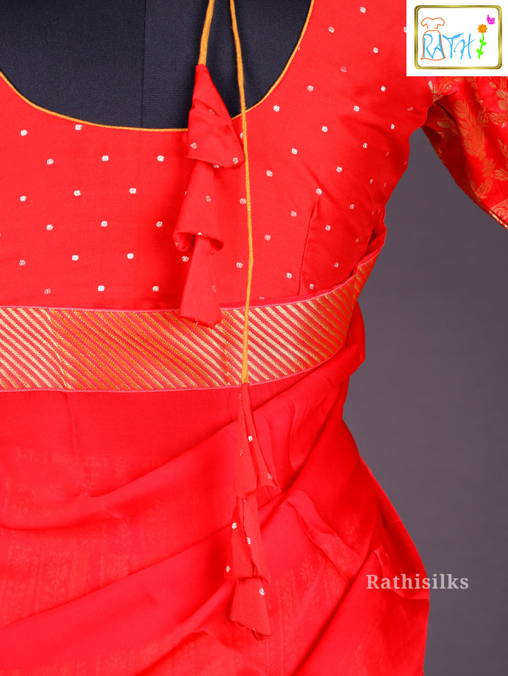 Red & Gold Half Saree