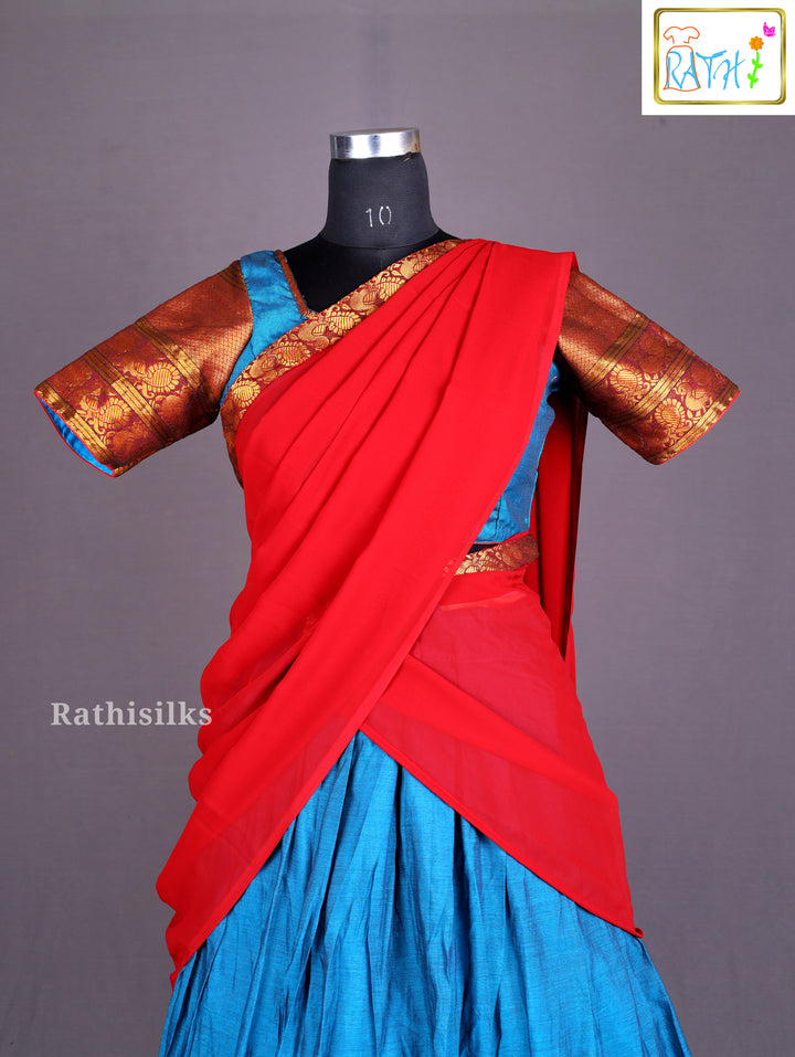Red & Blue Half Saree