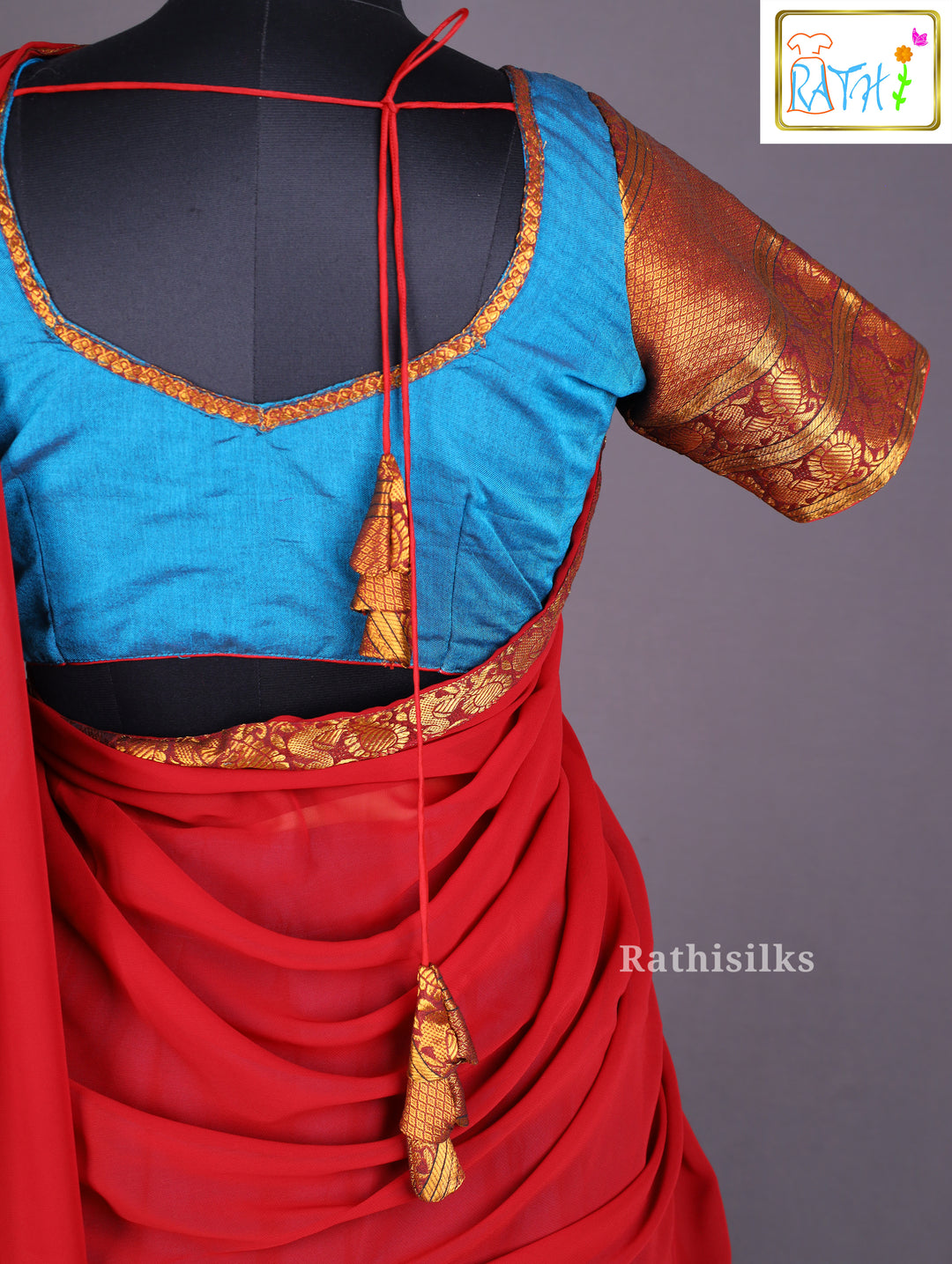 Red & Blue Half Saree