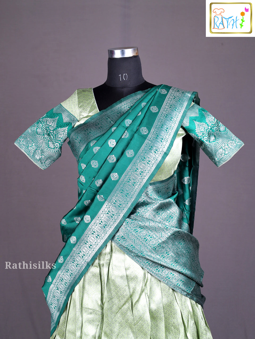 Teal & Mint Green Half Saree