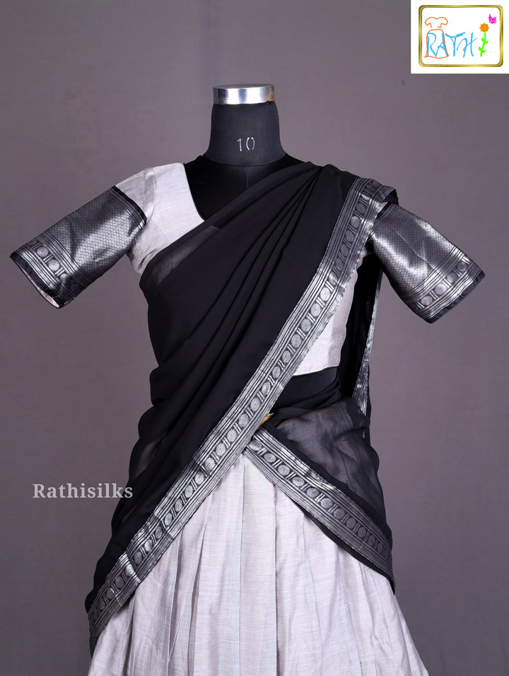 Black & Silver Half Saree