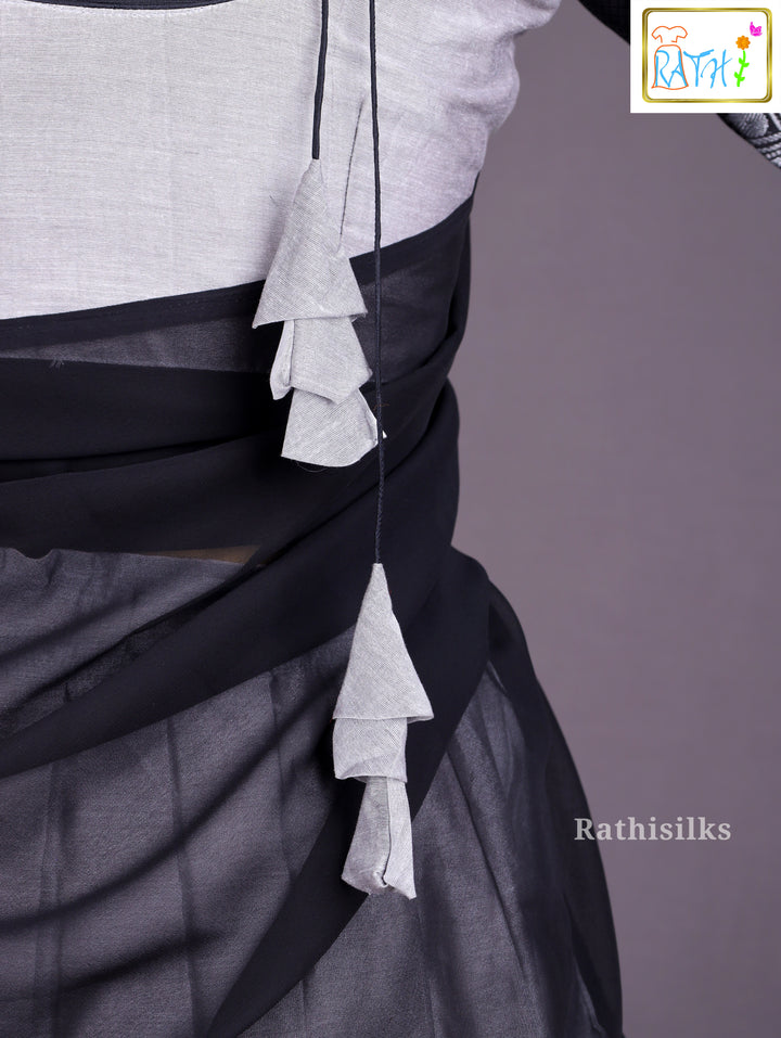 Black & Silver Half Saree
