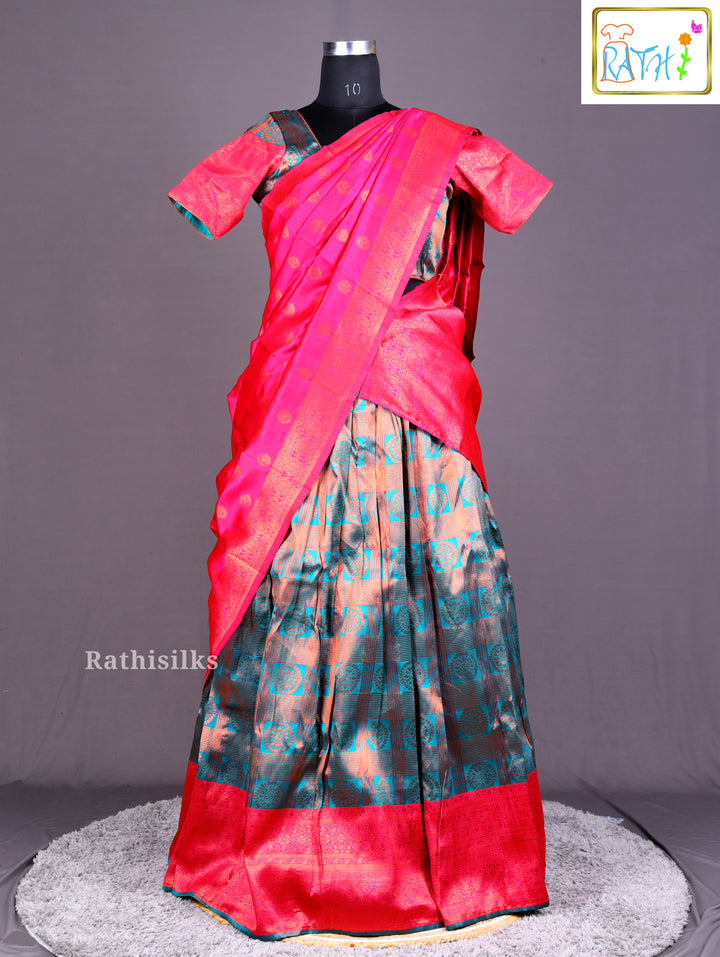 Hot Pink & Teal Half Saree