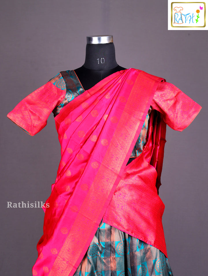 Hot Pink & Teal Half Saree