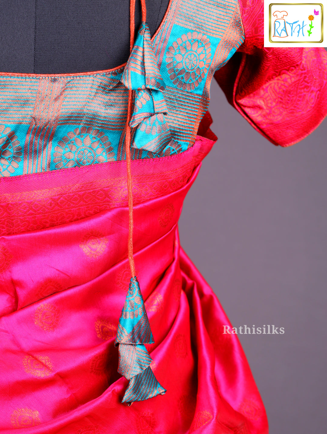 Hot Pink & Teal Half Saree
