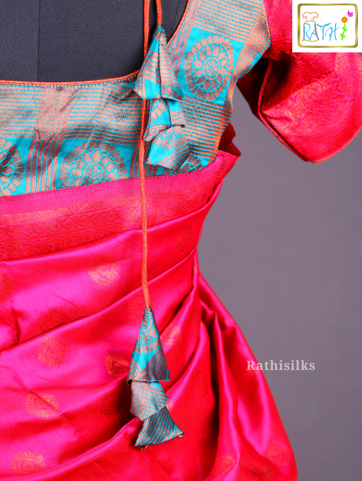 Hot Pink & Teal Half Saree