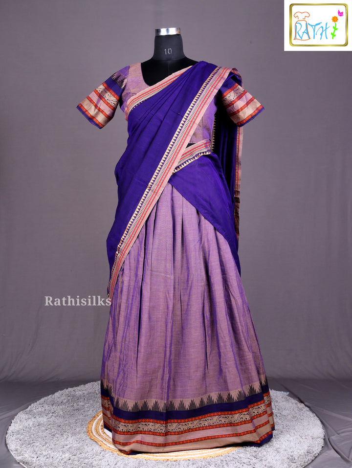 Royal Blue & Light Lavender Half Saree
