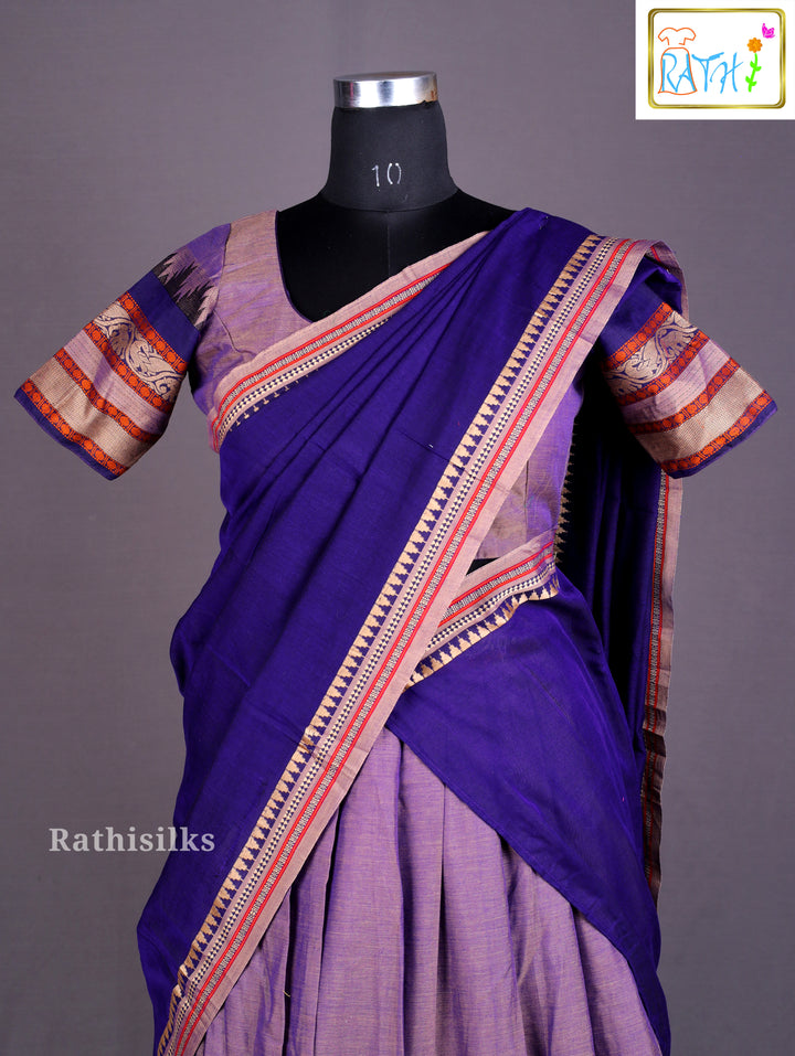 Royal Blue & Light Lavender Half Saree