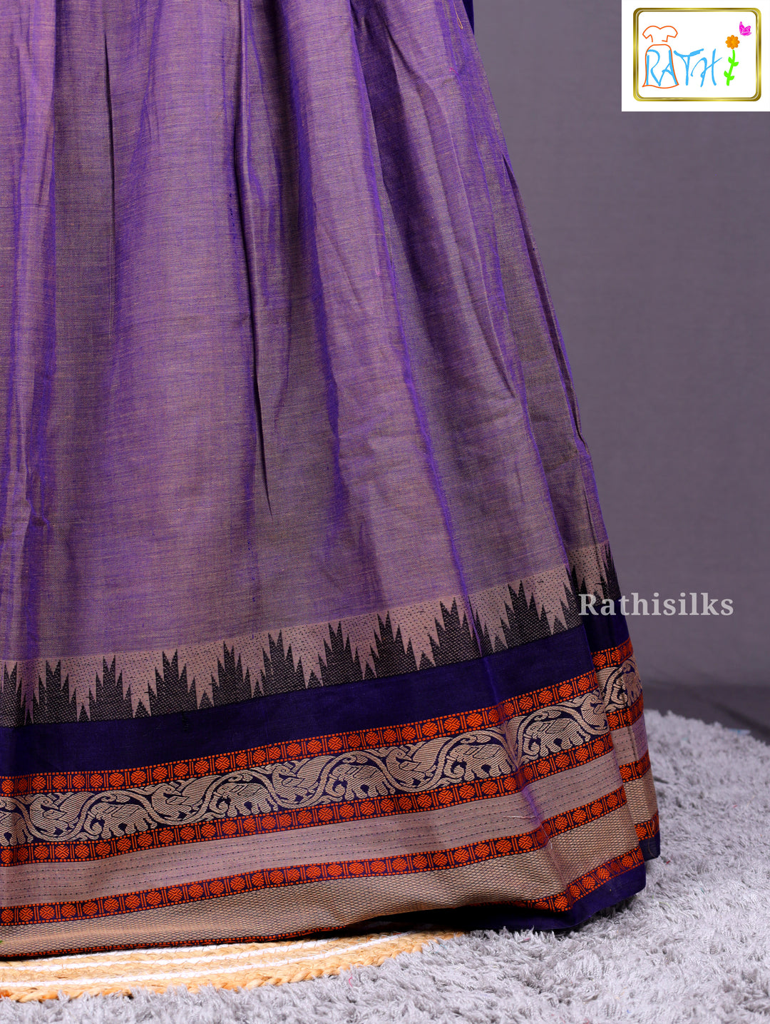 Royal Blue & Light Lavender Half Saree
