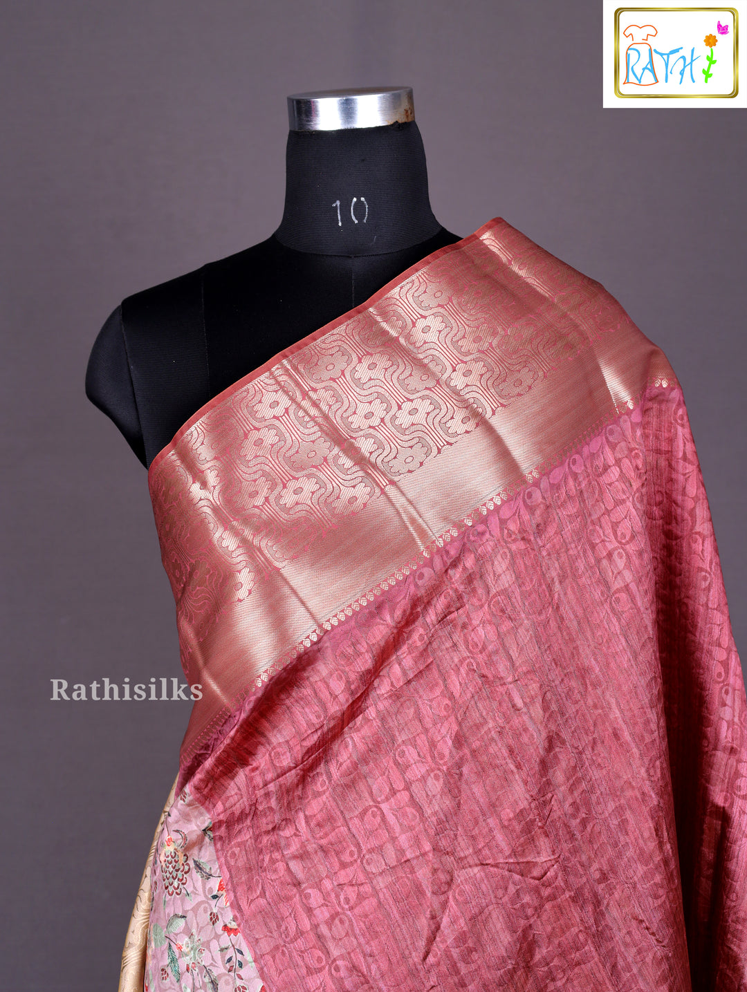 Maroon  Floral Printed Synthetic Saree
