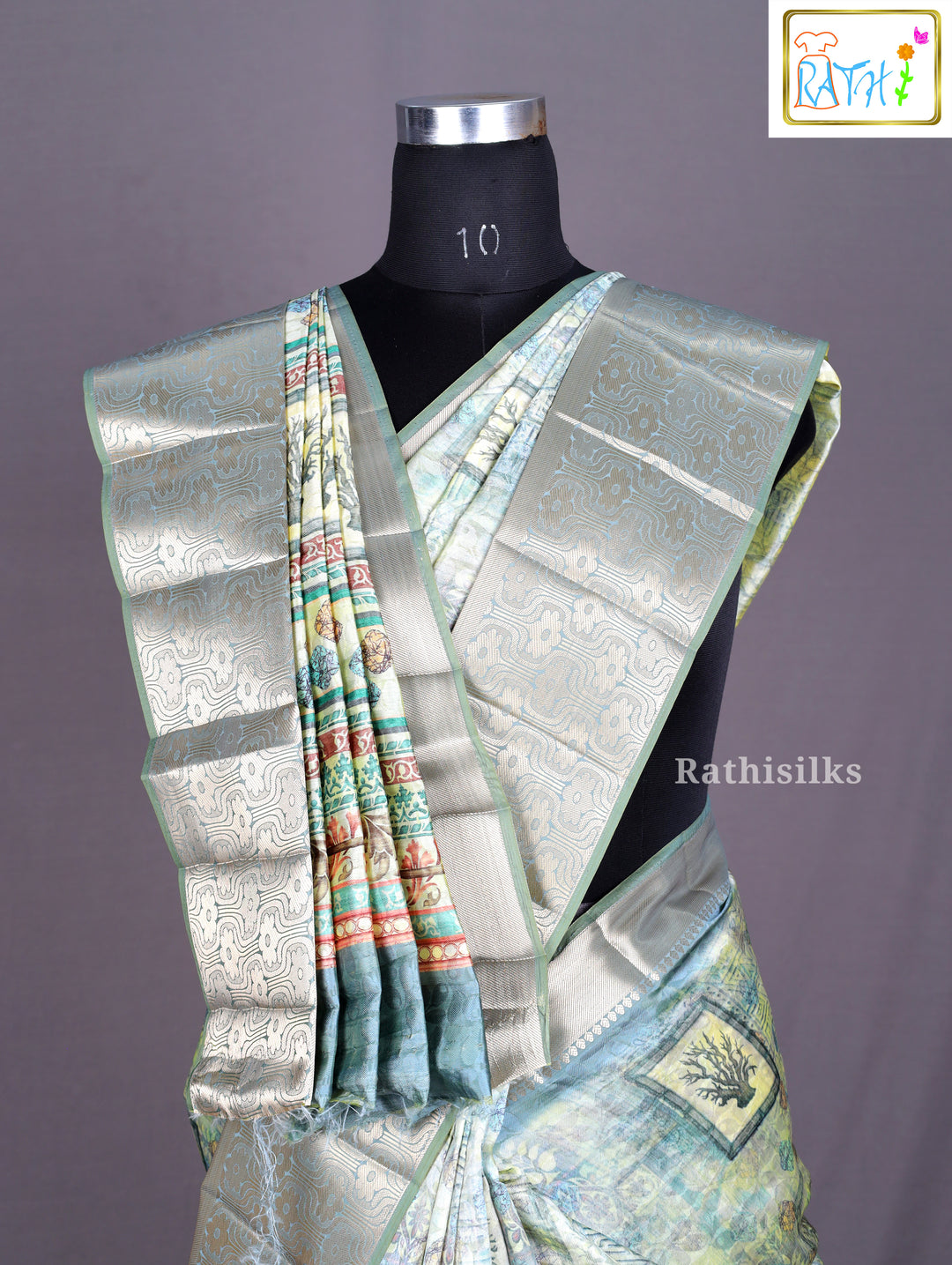 Aqua Pastel Synthetic Saree