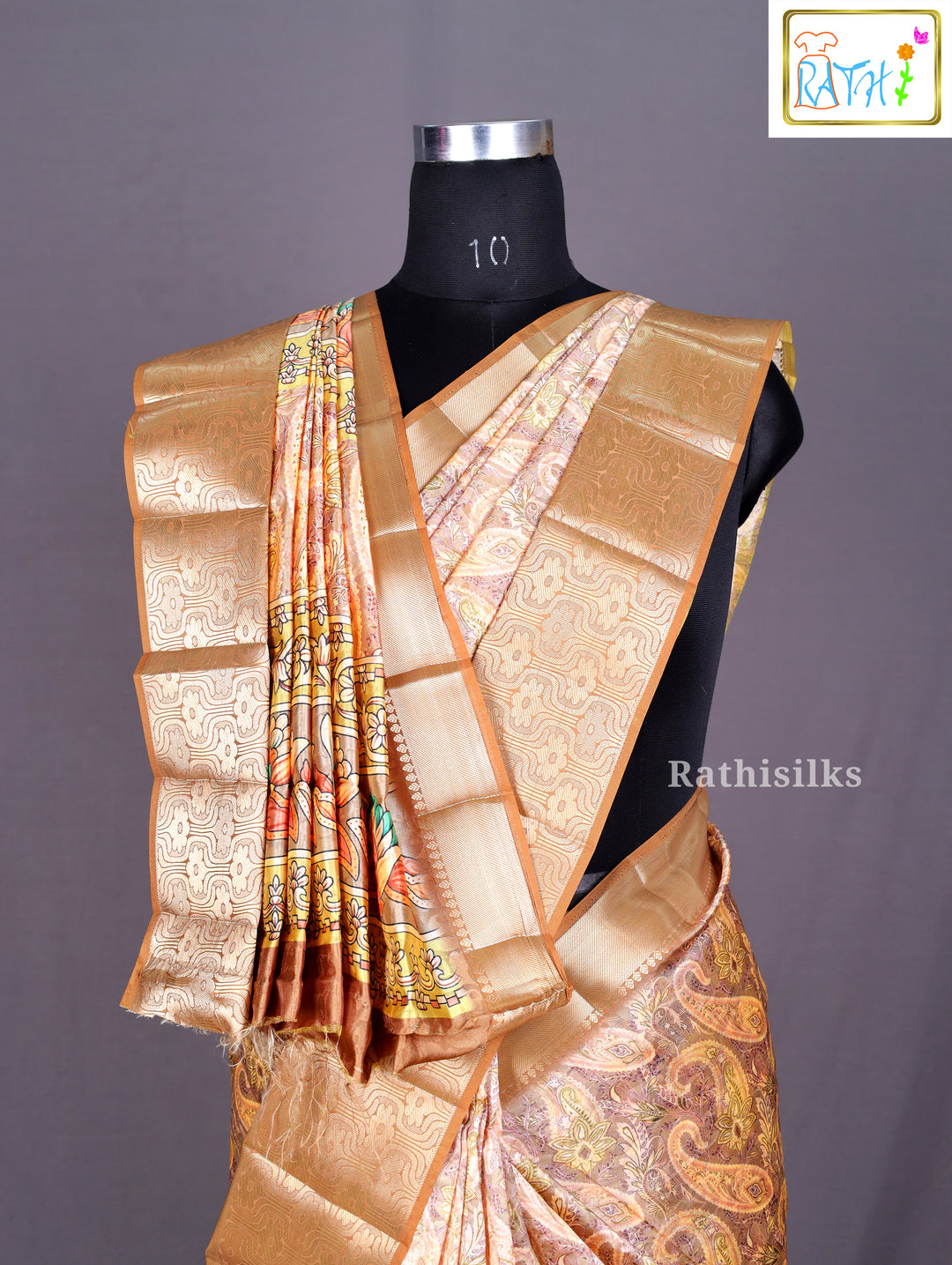 Opulent Peach Synthetic Saree