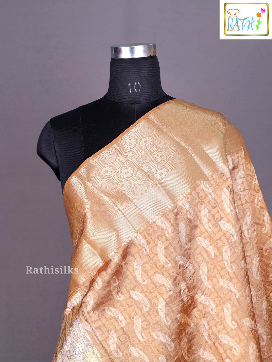 Opulent Peach Synthetic Saree