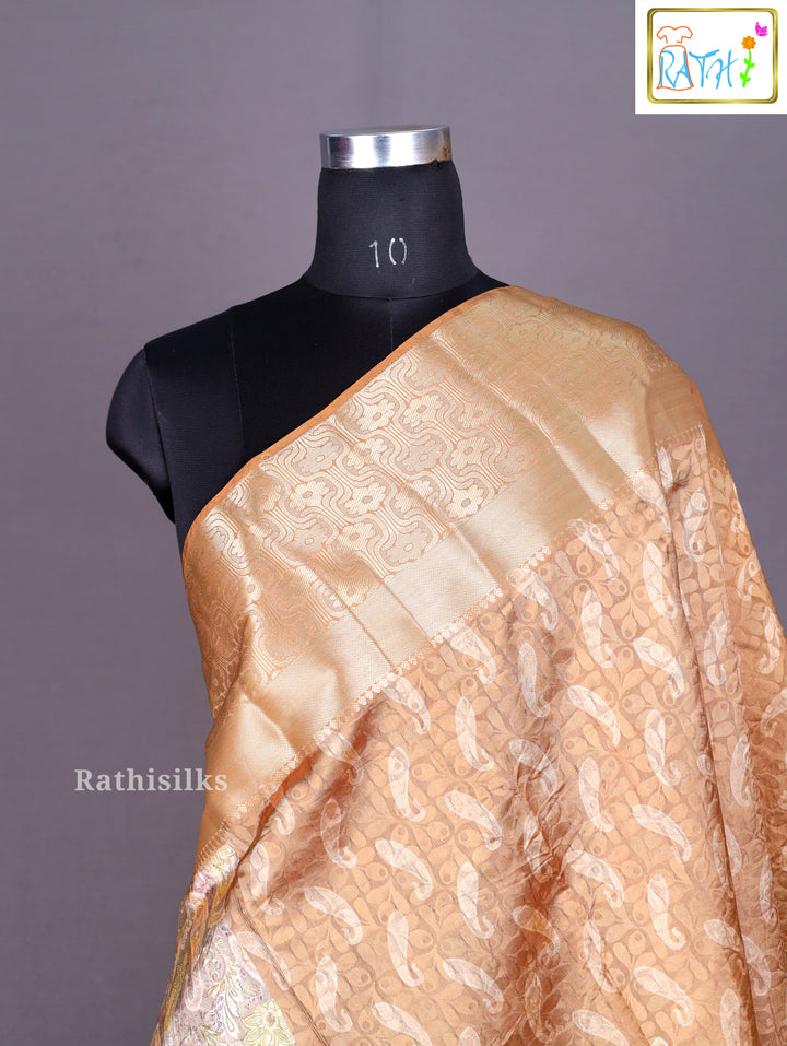 Opulent Peach Synthetic Saree