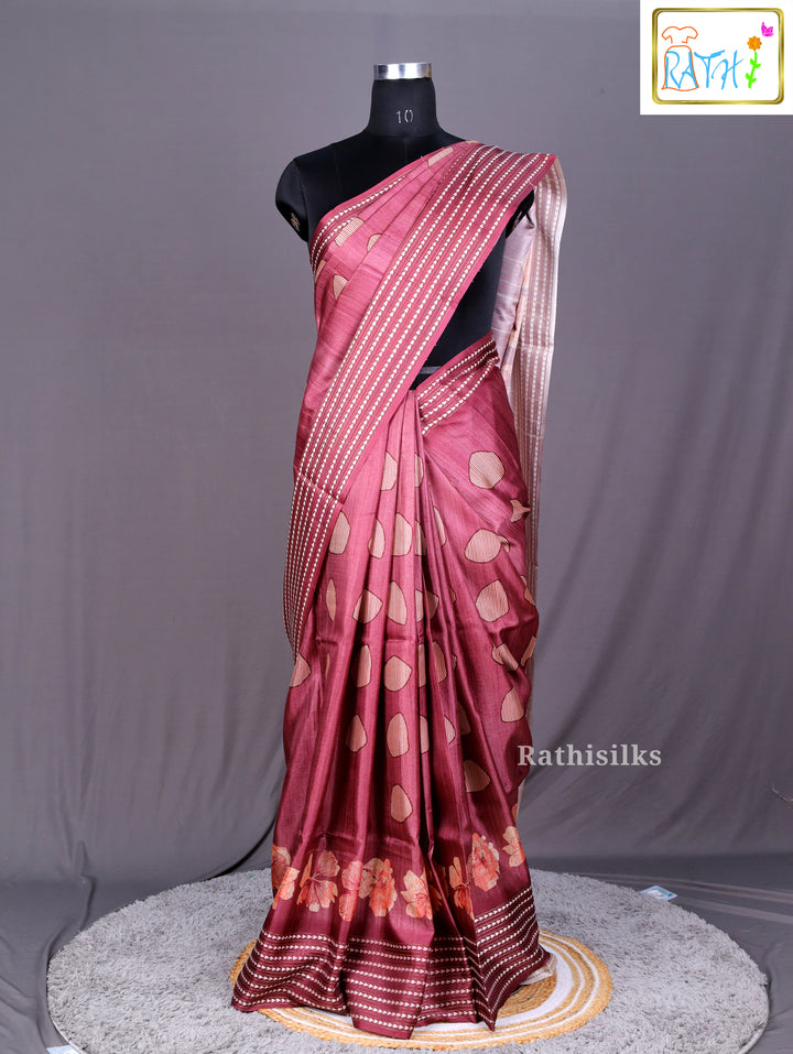 Deep Magenta Synthetic Saree