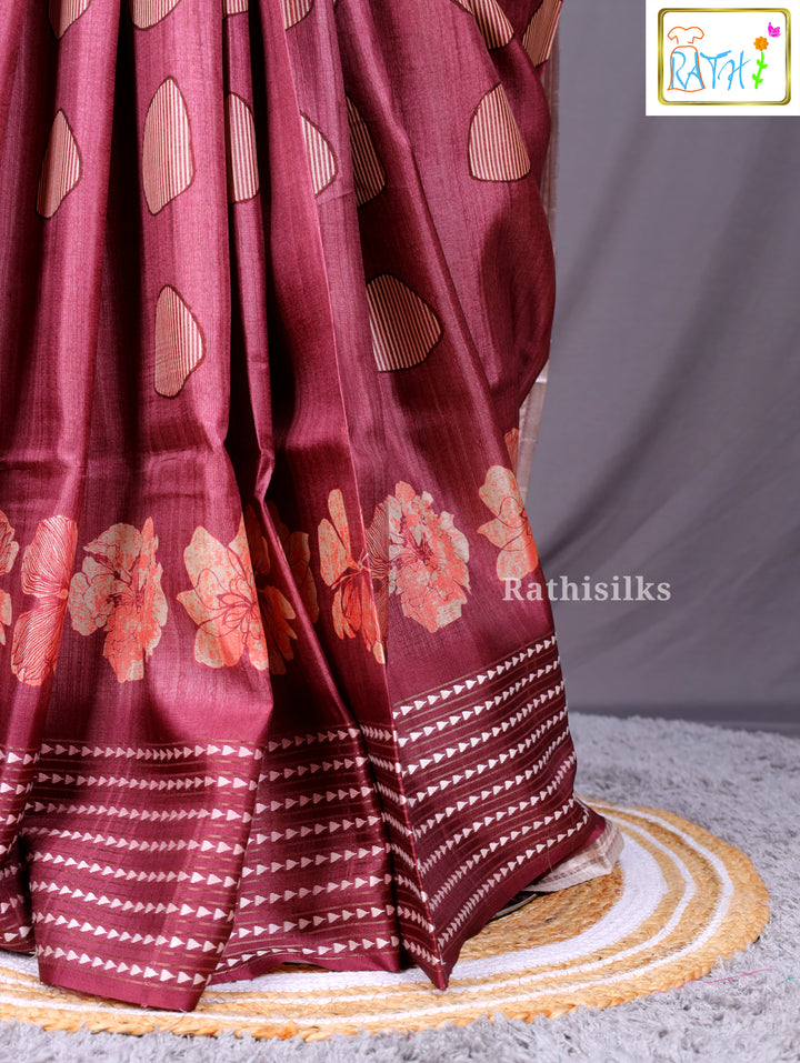Deep Magenta Synthetic Saree