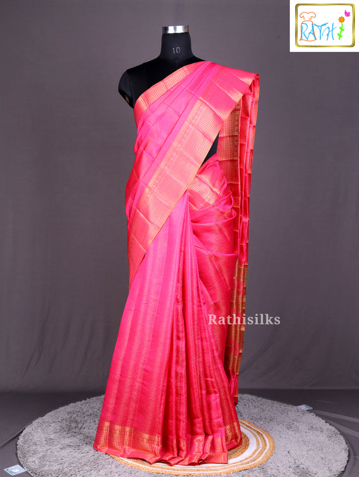 Bright Pink Art Silk Saree