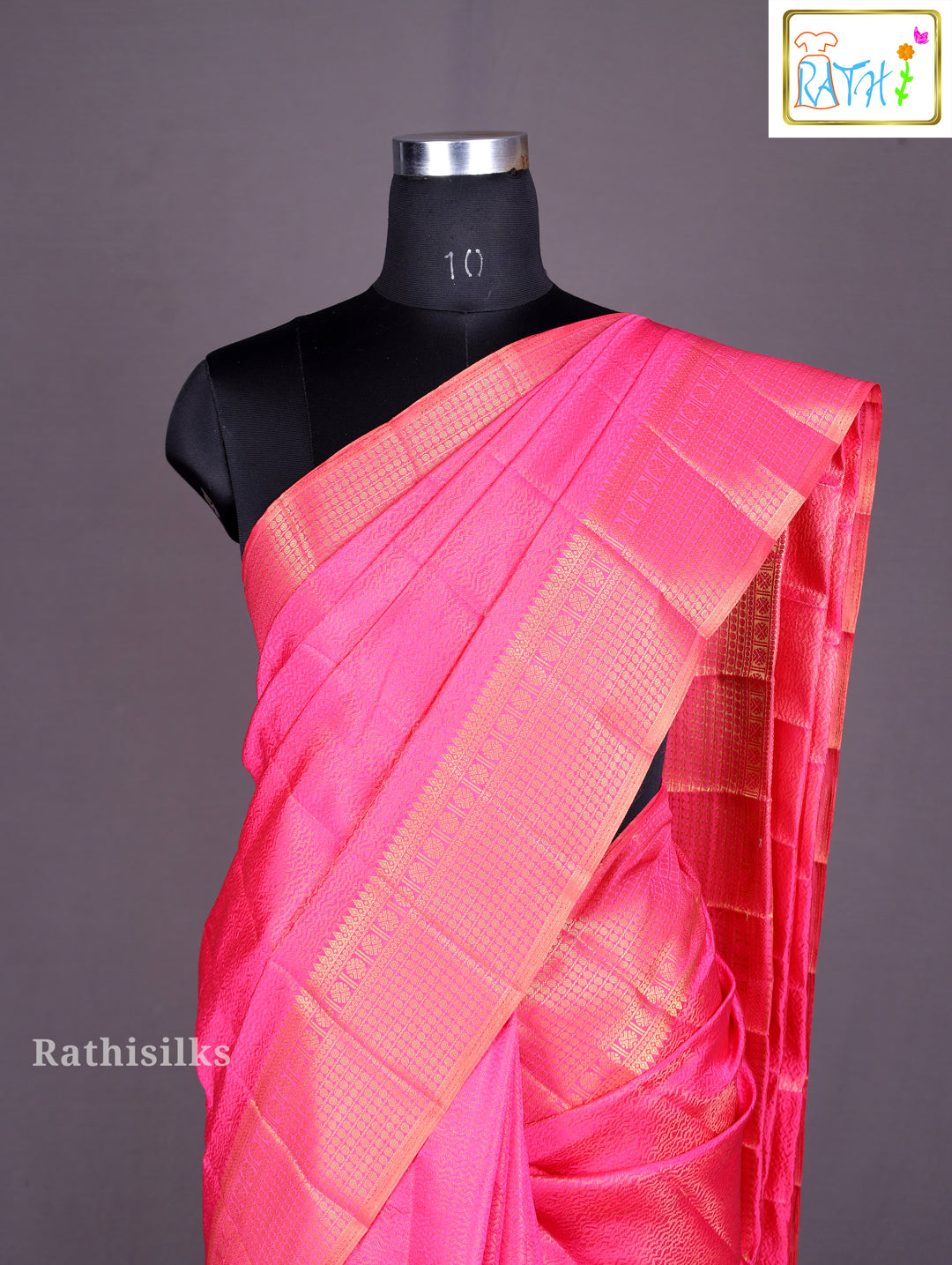Bright Pink Art Silk Saree
