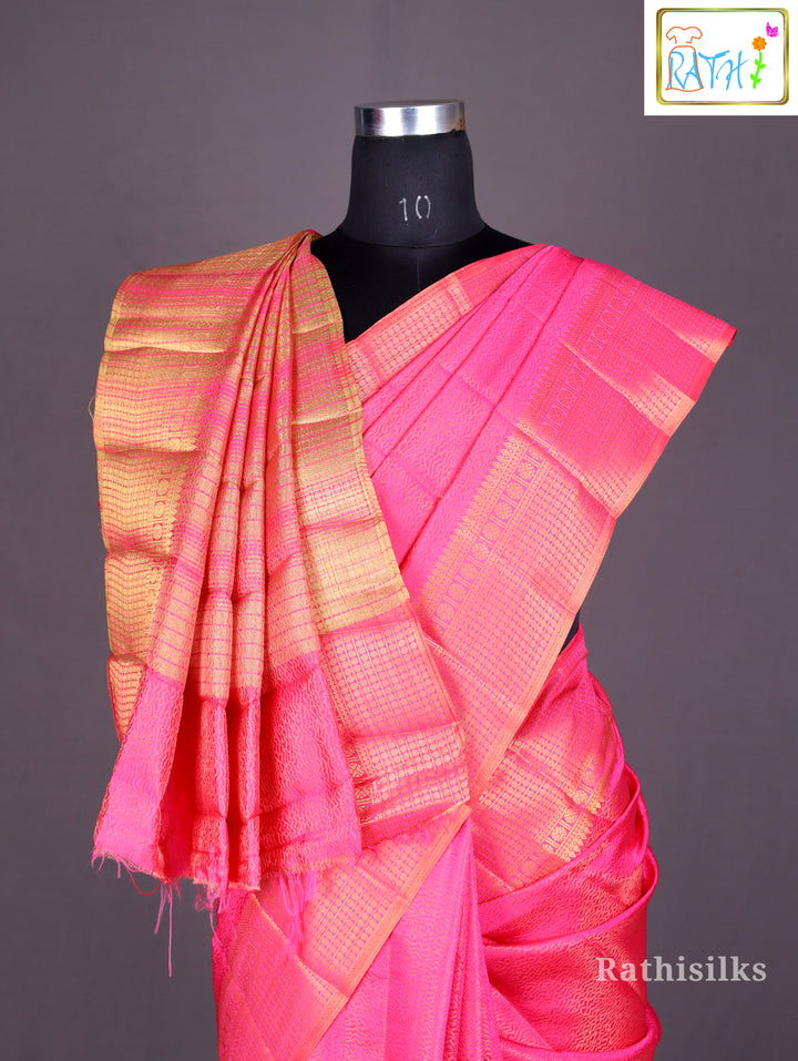 Bright Pink Art Silk Saree