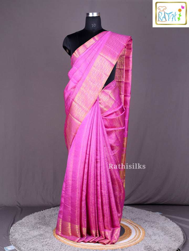 Luminous Hot Pink Woven Art Silk Saree