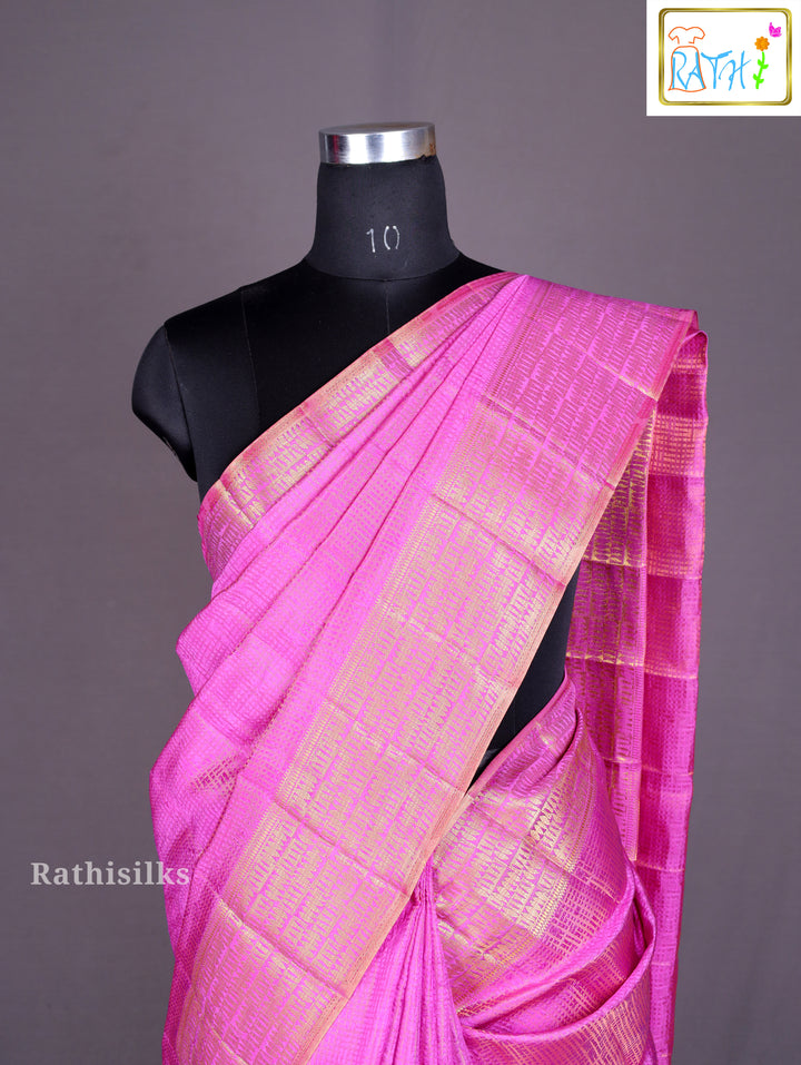 Luminous Hot Pink Woven Art Silk Saree