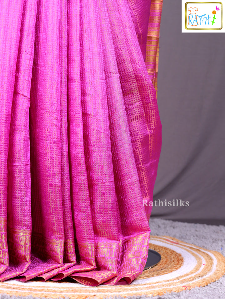 Luminous Hot Pink Woven Art Silk Saree
