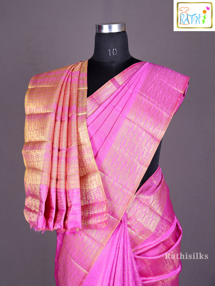 Luminous Hot Pink Woven Art Silk Saree