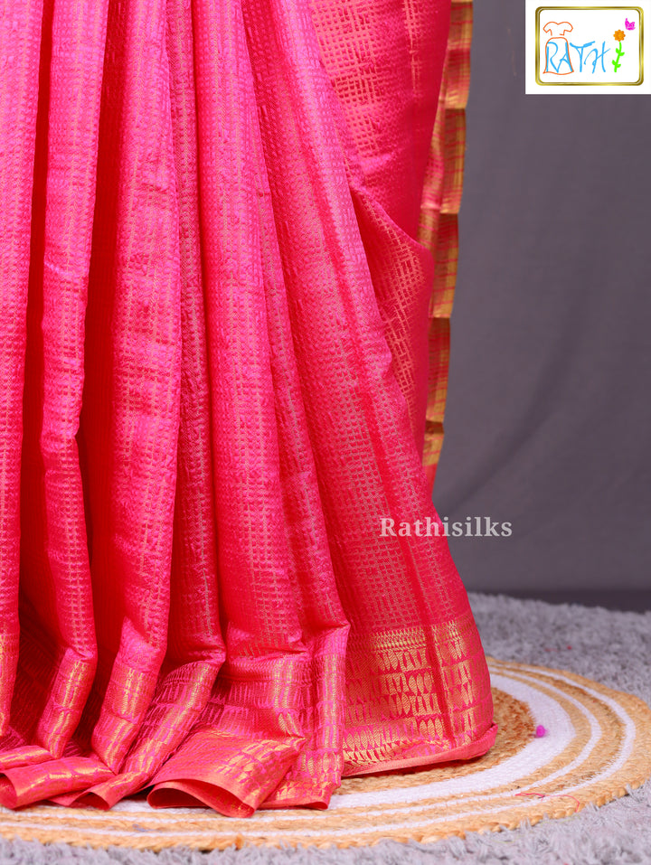 Luminous Hot Pink Woven Art Silk Saree
