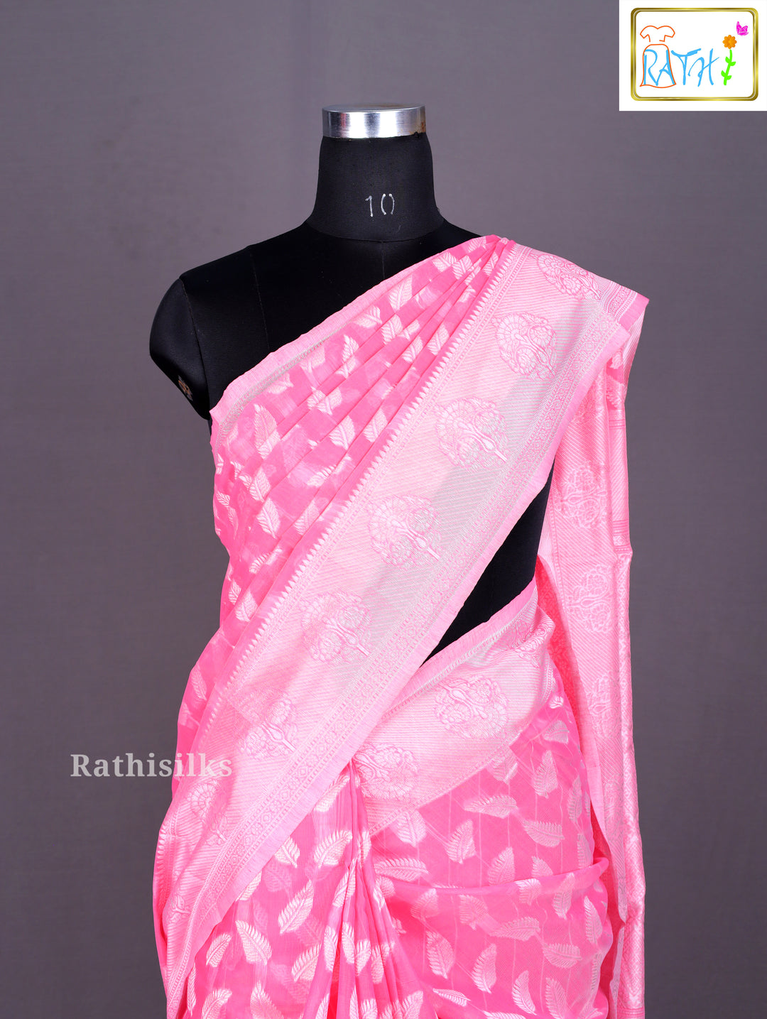 Dazzling Hot Pink Woven Synthetic Saree