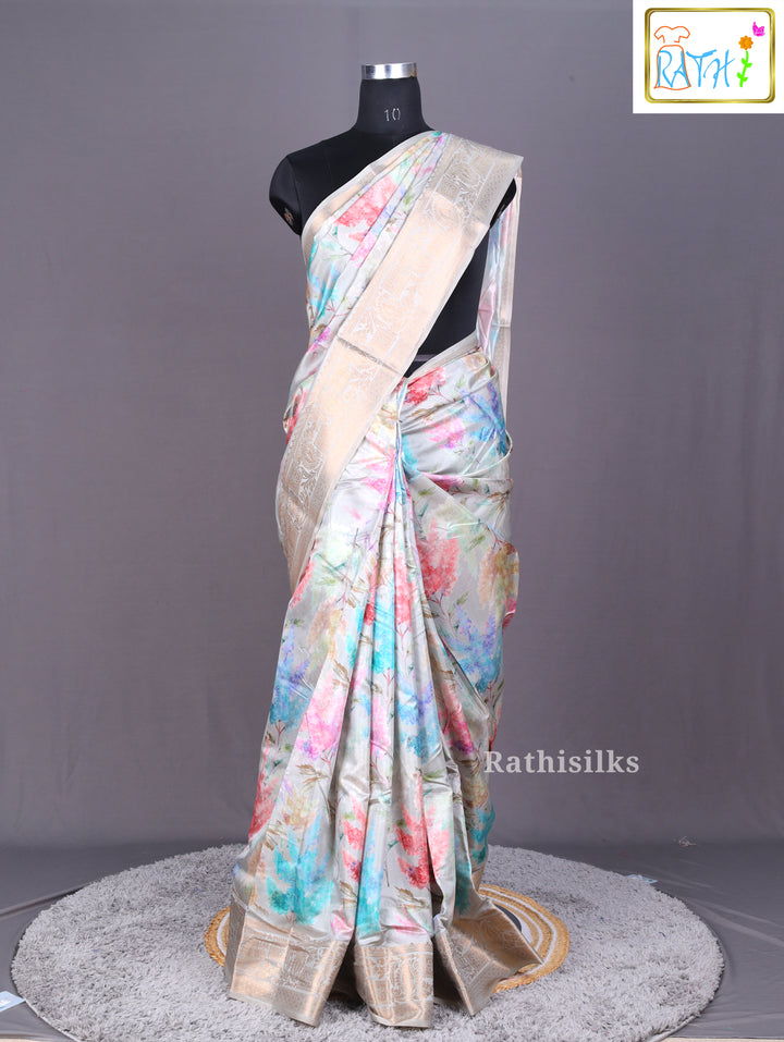 Pastel Digital Floral Print Saree